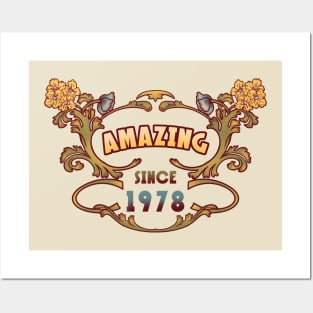 AMAZING SINCE 1978 art nouveau vintage retro 70s Posters and Art